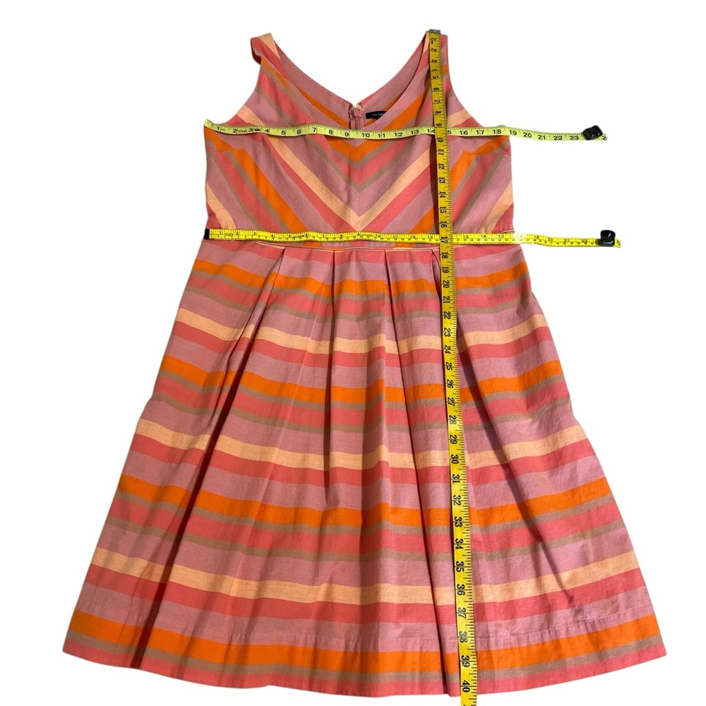 Lands End Striped Fit & Flare Sleeveless Dress Pink & Orange Sundress Size 12 - Picture 4 of 15